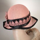 1920s Vintage Style Flapper Cloche Summer Sinamay Hat In Dusty Pink