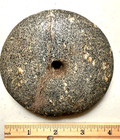 Rare Large Neolithic African Flat Disk Bead  4  Dia  Granite  Repaired