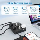 Power Strip Surge Protector With 8 Outlets 4 Usb And 2 Usb C Ports Black