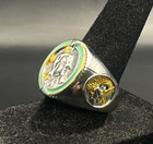 Vintage Estate Antique Silver Tone Native American Southwestern Ring - Size 8