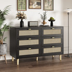 Rattan Drawer Dresser Boho Chest Cabinet 6 Drawers Bedroom Storage Organizer