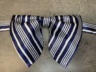 Handmade Oversized Navy Satin Striped Bow Tie Vintage Style 70 s Wedding Prom