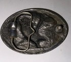 Vtg 1988 Green Silver Oval C j American Eagle Belt Buckle Made In Usa Free Ship