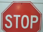 Vintage Stop Street Sign Embossed Heavy Gauge Steel 24   24  Red Metal 1950s