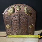 Mexican Nicho Mirror Punched Tin Shrine Hinged Doors Folk Art Copper 10x11 5 