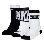 Nike Kids 3 Pack Crew Socks Cushioned Dri Fit Black White Logo Size Xs