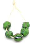 5 Old Venetian Antique Multi Green Bicone Wound African Glass Trade Beads