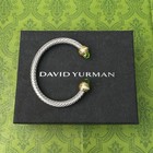 David Yurman Silver Bracelet Inlaid With Light Green Peridot Size M