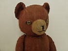 Vintage Brown Teddy Bear 13 1 2  Velveteen Pads   Snout Plastic Amber Eyes