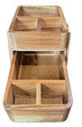 Two-tiered Wood Organizer Box Expandable 6 Compartments Vtg Sewing Desk Crafts