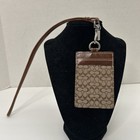 Coach Signature Brown Tan  Lanyard Id Badge Holder  With Dust Bag New