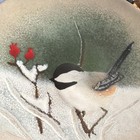 Norman Brumm Chickadee Plate Winter Snow Bird Enamel On Copper 6  Signed