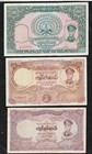 Burma myanmar Money 1958 Issued  100 50 20 10 5 1 Kyat Complete Set  Xf-vf