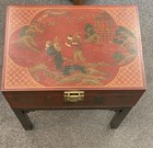 Vintage Drexel Heritage Chinoiserie Hand-painted Red Lacquered Chest Chippendale