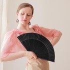 Folding Hand Fan For Women  Silk Fabric Bamboo Frame Chinese Japanese Vintage