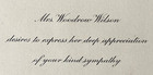 1924 Mrs Woodrow Wilson Mourning Card Ww1 President Document Edith Bolling Paper