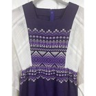 Vintage 70s Guatemala Cotton Purple White Folkart Woven Maxi Dress Long Slv 12