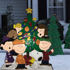 Peanuts Gang Around Tree Yard Art Outdoor Christmas Decor Hammered Metal