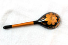Khokhloma Wooden Spoon Hand Painted Lacquer Black   Gold Vintage