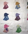 9 Quilt Top Blocks Colorful Sunbonnet Sue Fabric Appliques For Crafts 6 Inches