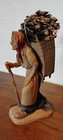 Antique German Wood Carved Black Forest Old Woman Carrying Wood Pile