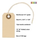 100 Small Manila Paper Tags With String -  1  2 3 4    X 1 3 8    - Hang Shipping La