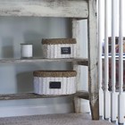 Natural Rim Oval Set Paper Rope And Seagrass 2 Piece Small Wicker Basket White