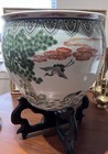 Antique Chinese Famille Verte Porcelain Jardiniere  Qing Dynasty  19th Century