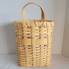 Vintage Woven Wicker Basket Wall Pocket Hanging Handpainted Apples Country Decor