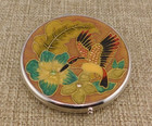 Lot Of 2 Vtg  Make Up Touch Up Mirror  Compacts  Humming Bird And Floral  Royal