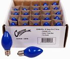 25 Pack - C7  Opaque Blue  7w  E12 Candelabra Base Light Bulbs For String Lights