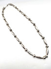 Vtg Sterling Silver Bench Melon Bead Necklace Navajo Pearl 26  Native American