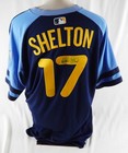 2016 Tampa Bay Rays Derek Shelton  17 Game Used Signed Navy Jersey Throwback 9
