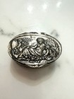 Vintage Italian Repousse Cherub Lady Silverplate Pill Snuff Trinket Box Italy  