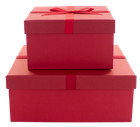 Red Christmas Boxes Carboard Gift Packages Holiday Presents Decorative Set Of 2