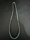 Hand Strung Navajo Pearl   Turquoise Beaded Necklace 925 Sterling Silver 18  4mm