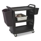 Boardwalk Bcart3 18  X 36 25  X 38  Plastic Bussing Cart W 3 Shelves - Black New