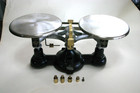 Vintage Ohaus Balance Scale Double Beam Ss Pans  W  Brass Weights