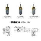 Ga12-n20 Dc 3v 6v 12v Micro Electric Gear Motor Speed Reduction Metal Gearbox