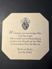 Beck s Beer Vintage Coaster 1970 From Germany Written In German -see Translation
