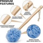 Long Handle Exfoliating Back Scrubber Bath Brush With Loofah Sponge For Shower