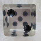 Vintage Clear Lucite Die Dice Large 3-1 2  Square Black Dots Paperweight
