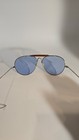 Vintage Aviator Air Force Style Sunglasses With Blue Acrylic Lenses