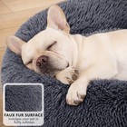 Donut Plush Pet Dog Cat Bed Fluffy Soft Warm Calming Bed Sleeping Kennel Nest