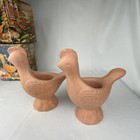 2 Avon Vintage Terra Cotta Bird Fragrance Candelette Holders 1976 Original Boxes