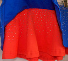 Youth Athletic Cheer Rhinestone Flouncy Skirt Blue   Orange 2 Tier Sizes 3xs-xl