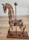 Vintage Pj s Carousel Giraffe Dentzel Style Wooden Base W Plaque  Brass Pole