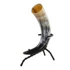 Medieval Viking Drinking Horn With Stand 100  Natural Cow Horn Toast To Valhalla