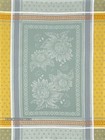 French Provencal Jacquard Woven Dish tea Towel Green Sunflowers Made In France