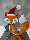 Fox Stocking Holder Silver Metal Enamel Christmas Wearing Santa Hat Scarf 2023